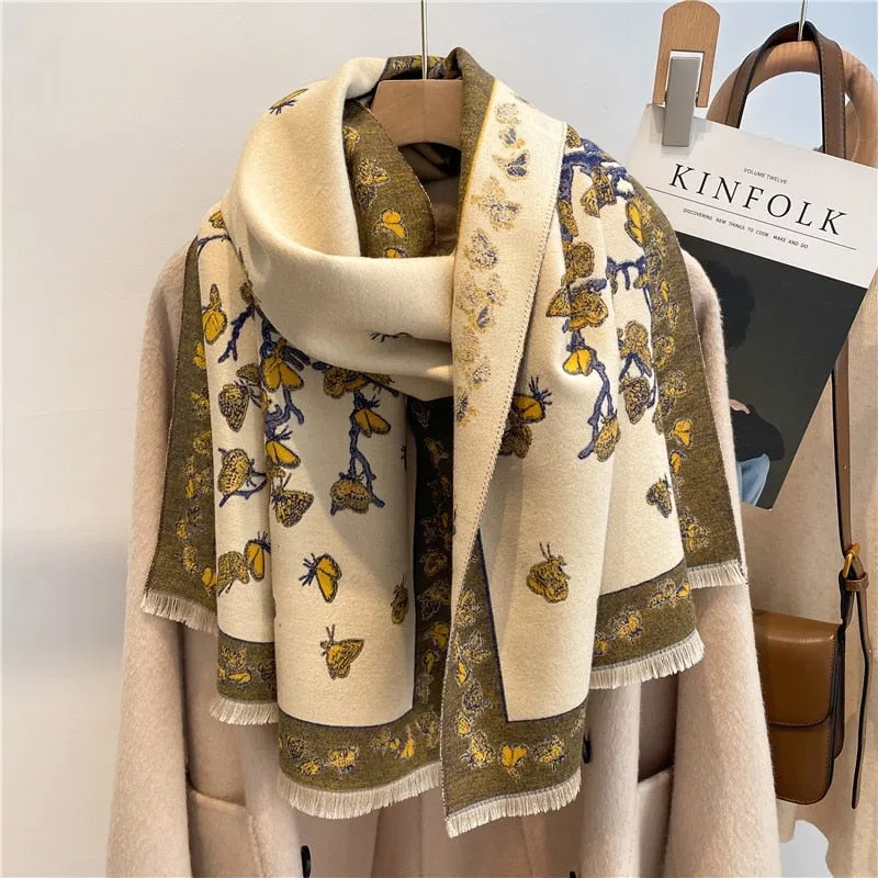 Women's Warm Scarf Cashmere Design Print Shawls Thick Blanket Soft Stoles