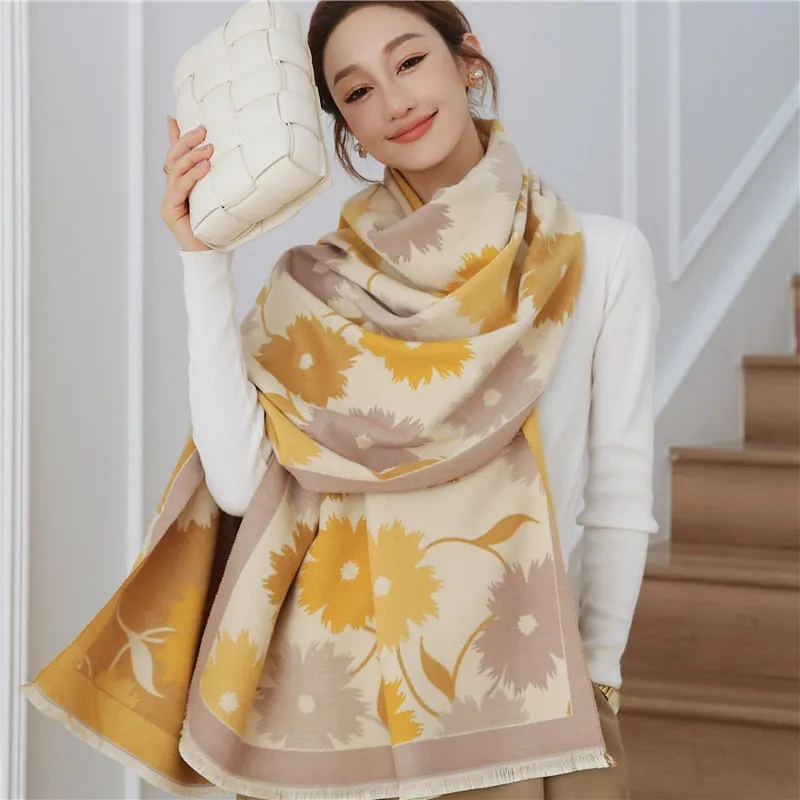 Women's Warm Scarf Cashmere Design Print Shawls Thick Blanket Soft Stoles