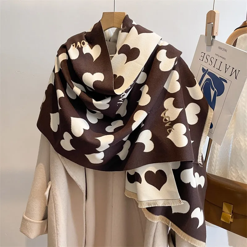 Women's Warm Scarf Cashmere Design Print Shawls Thick Blanket Soft Stoles