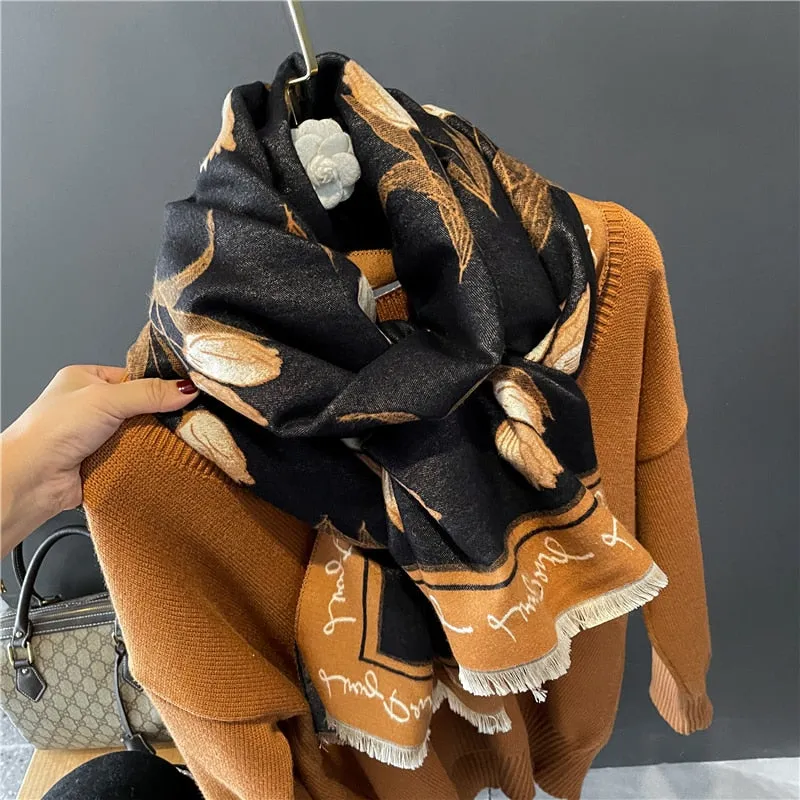 Women's Warm Scarf Cashmere Design Print Shawls Thick Blanket Soft Stoles