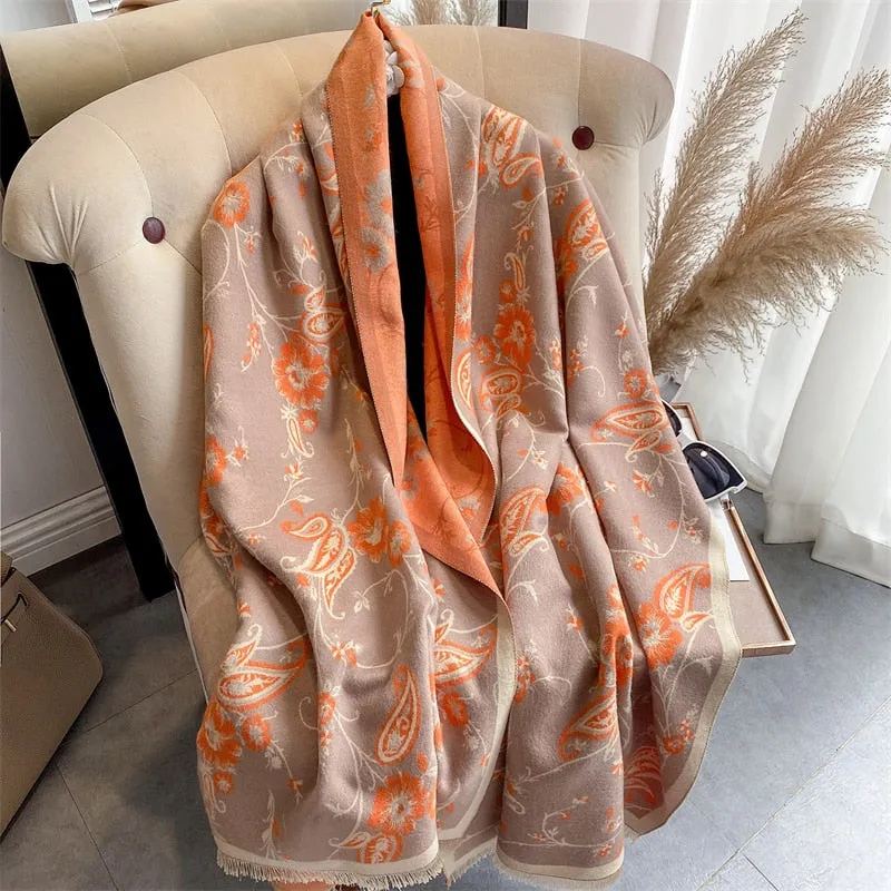 Women's Warm Scarf Cashmere Design Print Shawls Thick Blanket Soft Stoles