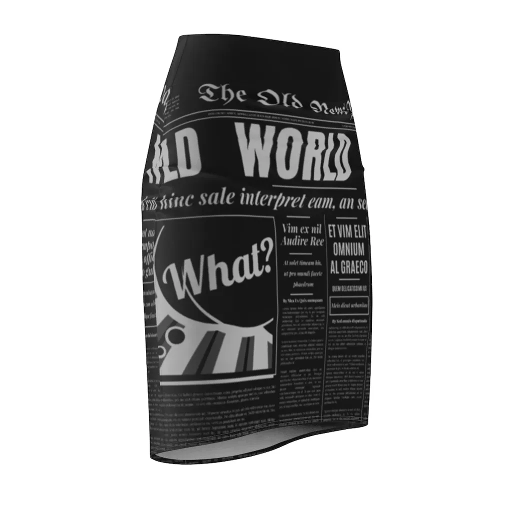 World News Newspaper Women's Pencil Skirt (black)