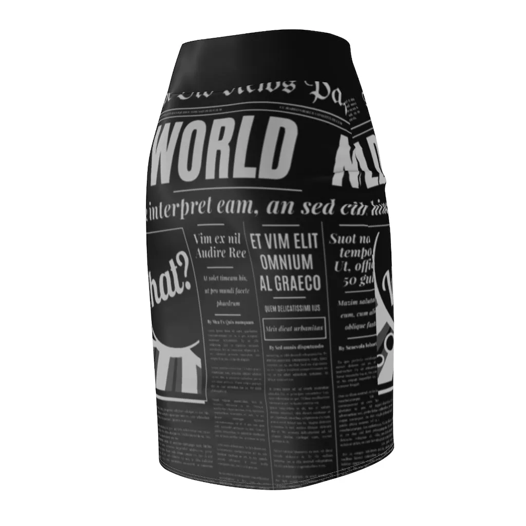 World News Newspaper Women's Pencil Skirt (black)