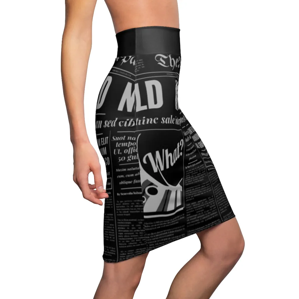 World News Newspaper Women's Pencil Skirt (black)