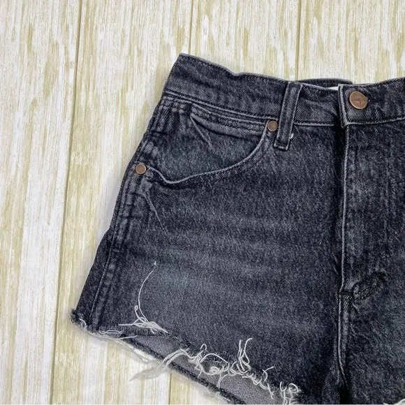 Wrangler Black High Rise The Festival Denim Shorts