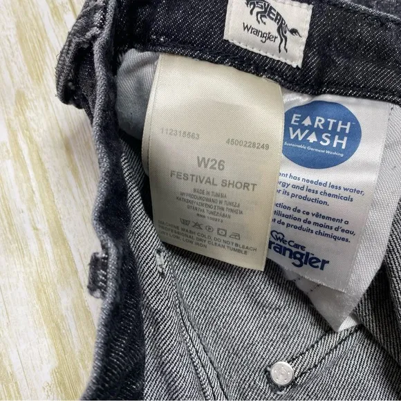 Wrangler Black High Rise The Festival Denim Shorts