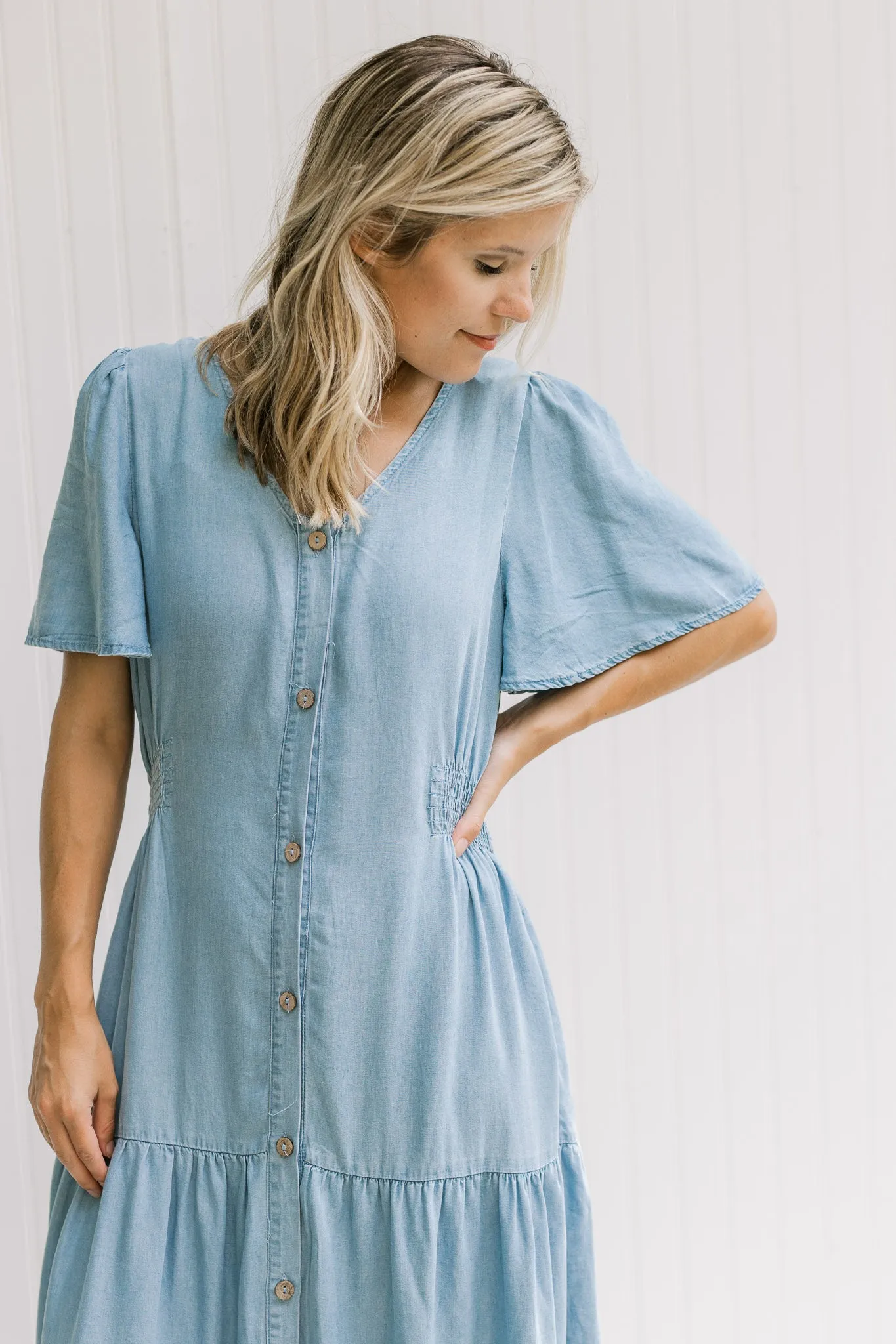 X Light Chambray Midi Dress
