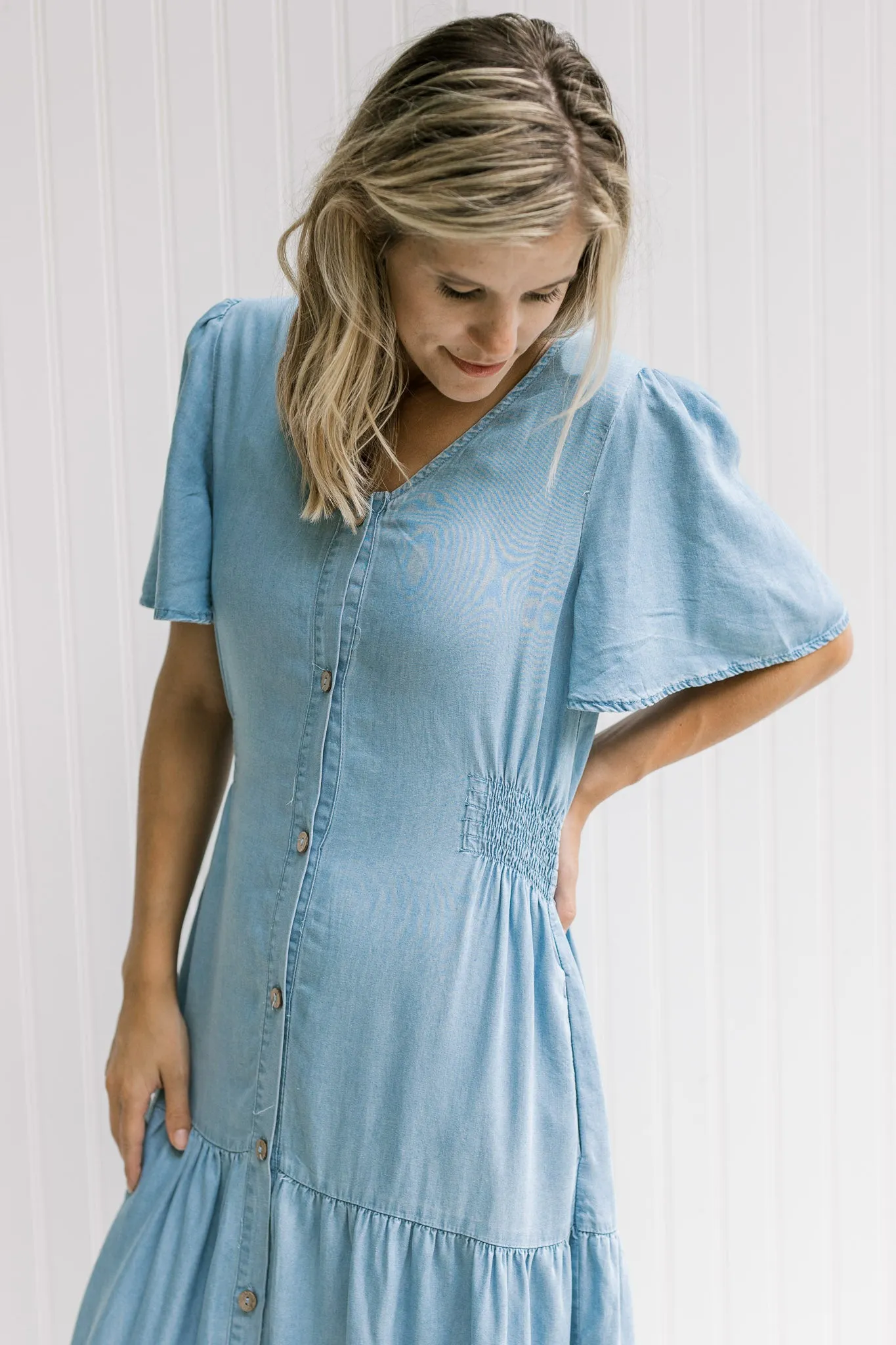 X Light Chambray Midi Dress