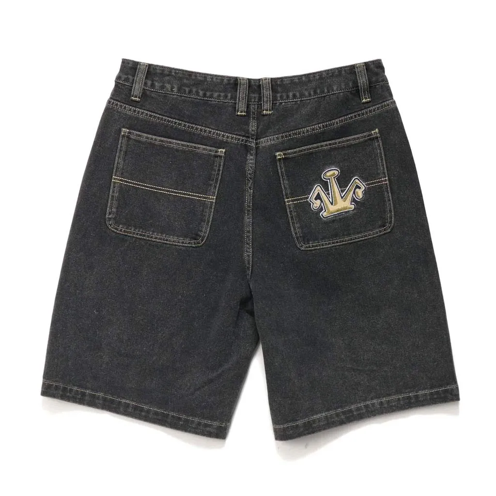 XLARGE FOLDED CROWN BULL DENIM SHORT - DOUBLE DYE BLACK
