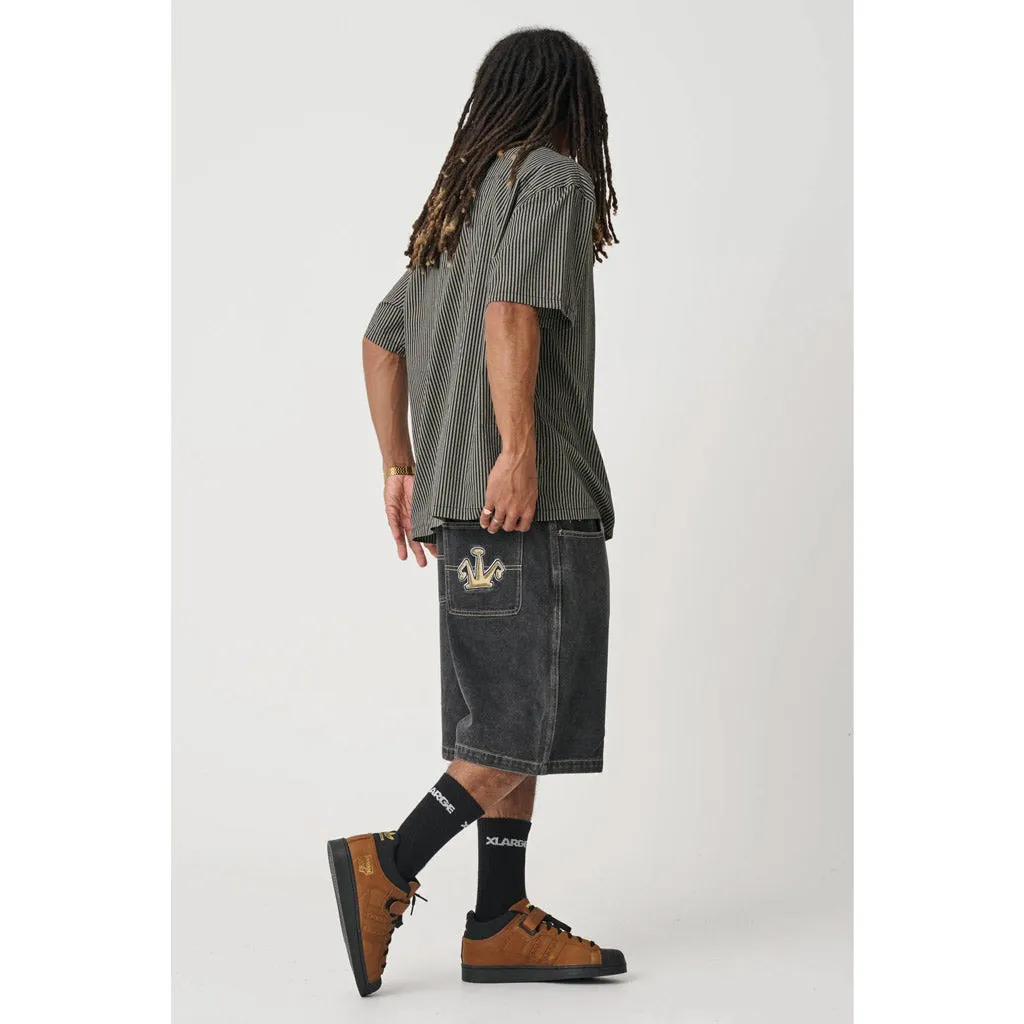 XLARGE FOLDED CROWN BULL DENIM SHORT - DOUBLE DYE BLACK