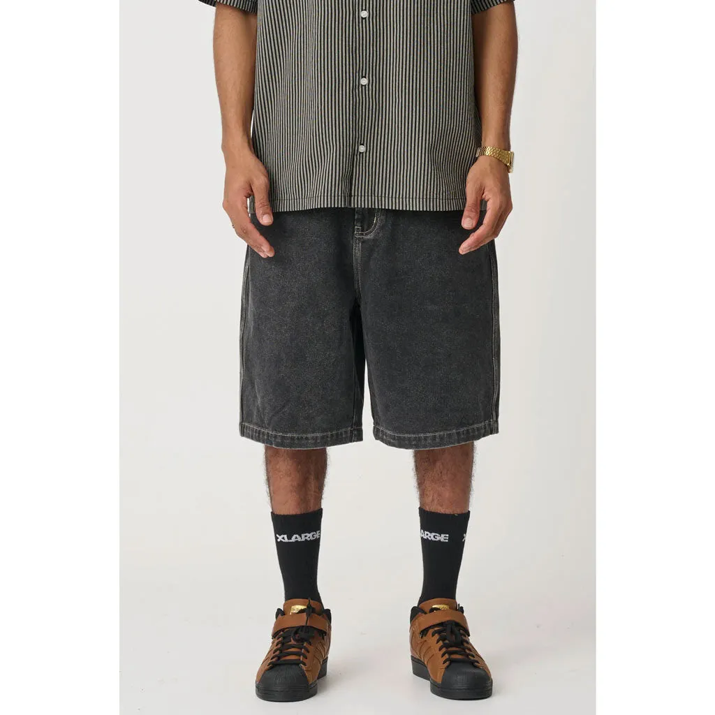 XLARGE FOLDED CROWN BULL DENIM SHORT - DOUBLE DYE BLACK