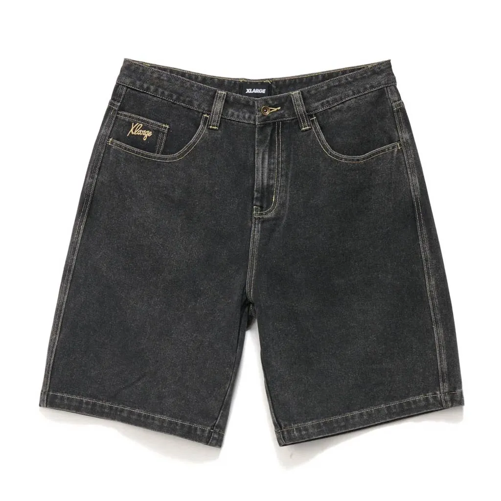XLARGE FOLDED CROWN BULL DENIM SHORT - DOUBLE DYE BLACK