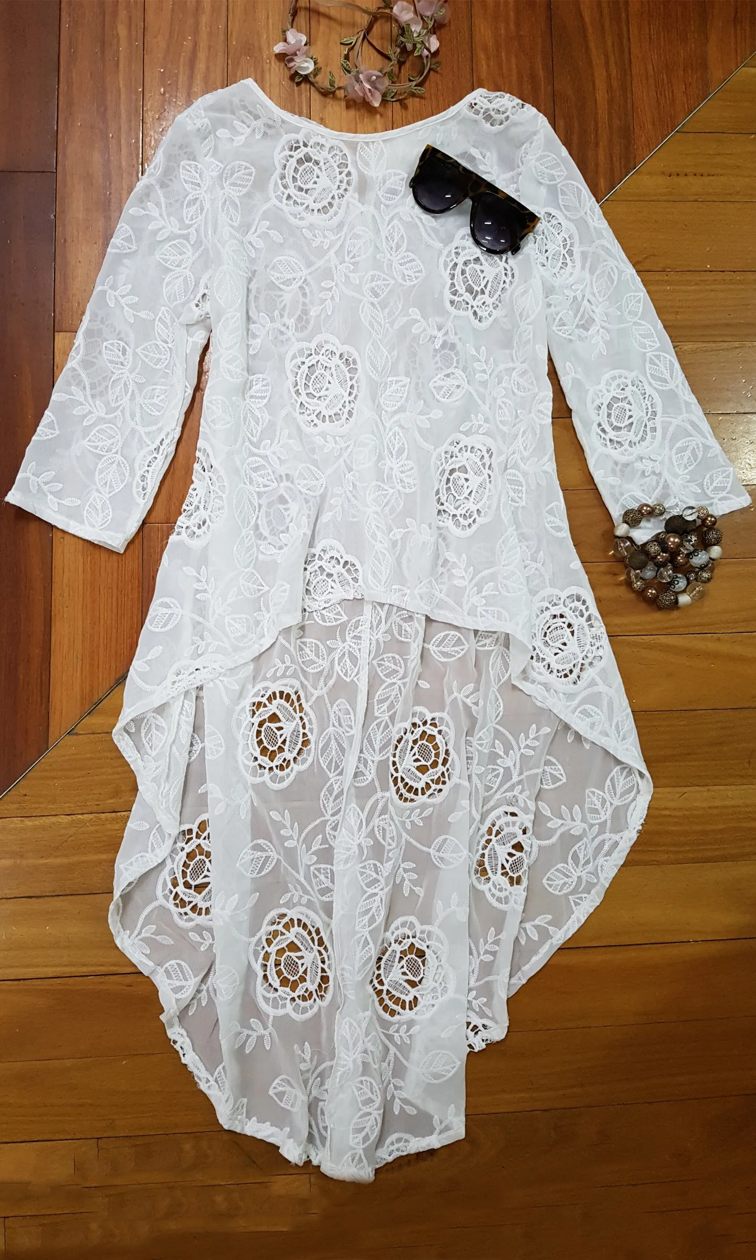 XW16122SS 3/4 Sleeve High Low Chiffon Top (Pack)