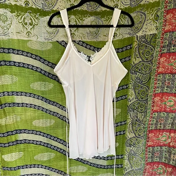 Y2K Linea Donatella Blush Sheer Babydoll  Chemise Size Large