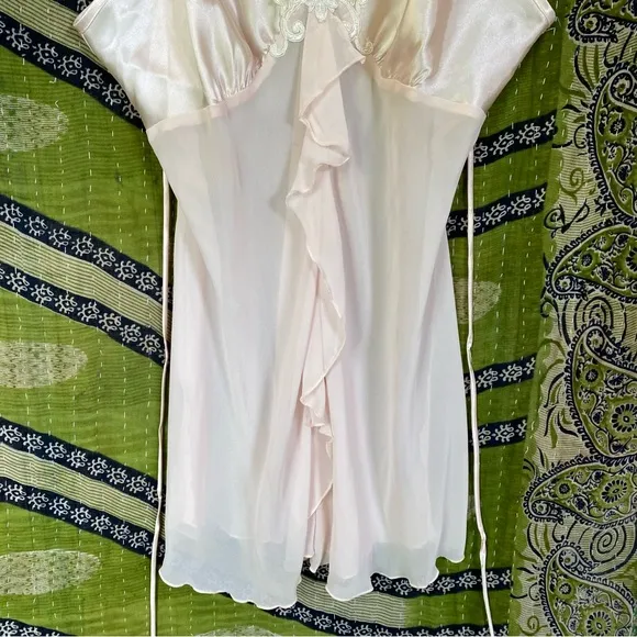 Y2K Linea Donatella Blush Sheer Babydoll  Chemise Size Large