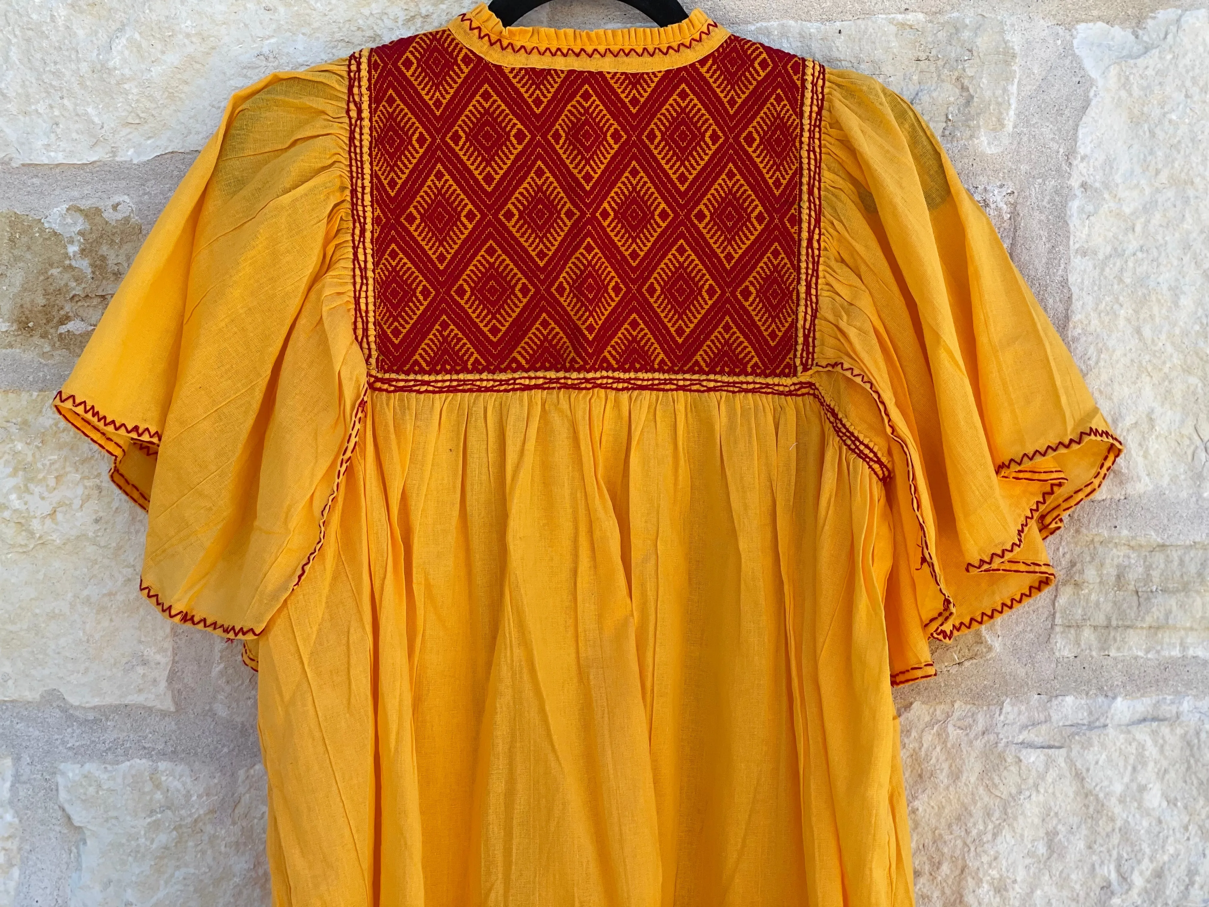 Yellow and Red San Andrés con Manga Archa Blouse S