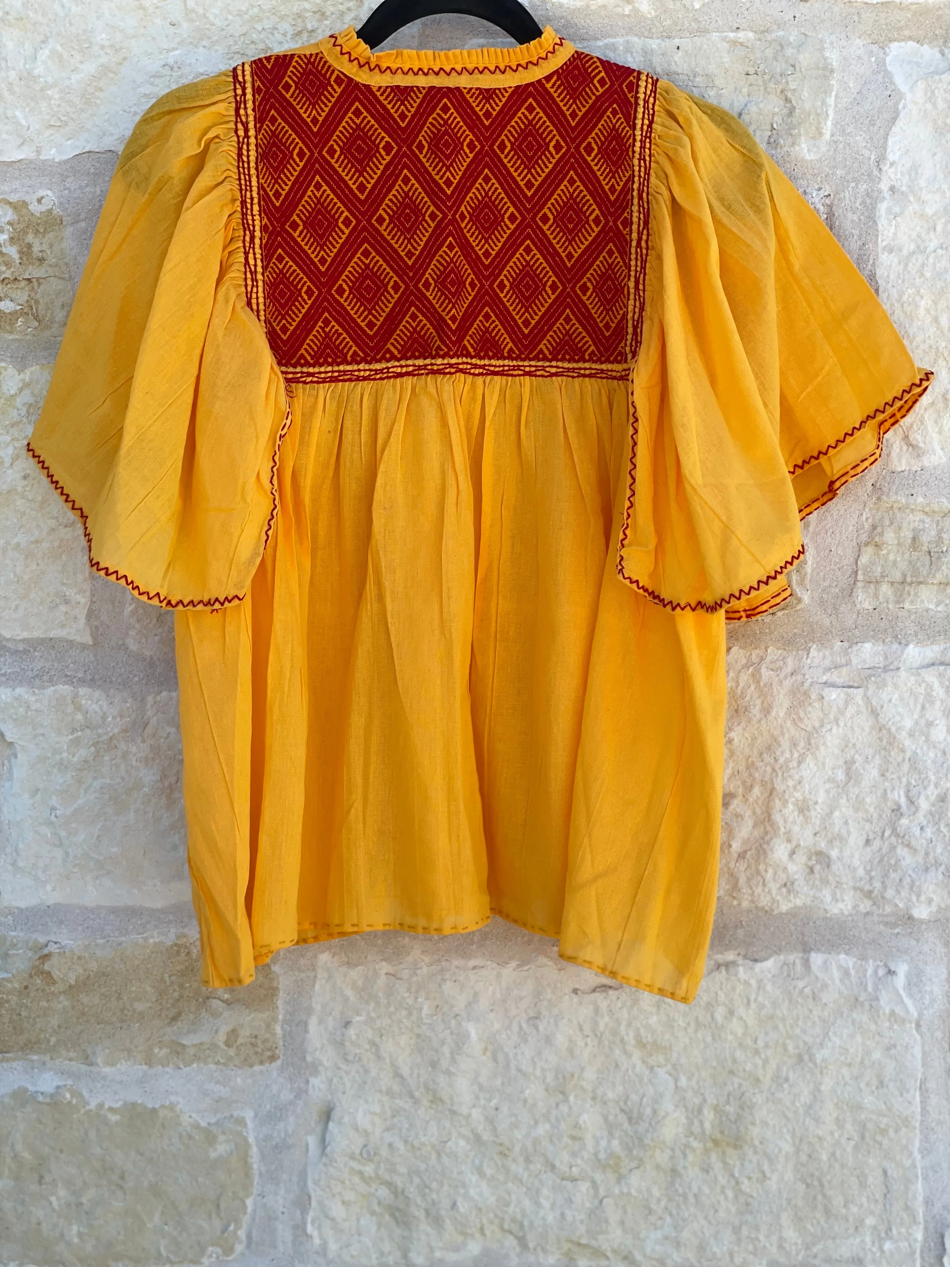 Yellow and Red San Andrés con Manga Archa Blouse S