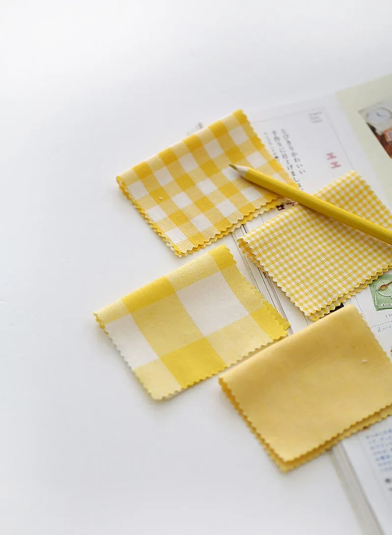 Yellow Cotton Checker Fabric, Yarn Dyed Cotton Fabric, 2 mm, 9 mm, 30 mm Checks or Solid Yellow, Quality Korean Fabric - By the Yard /78574