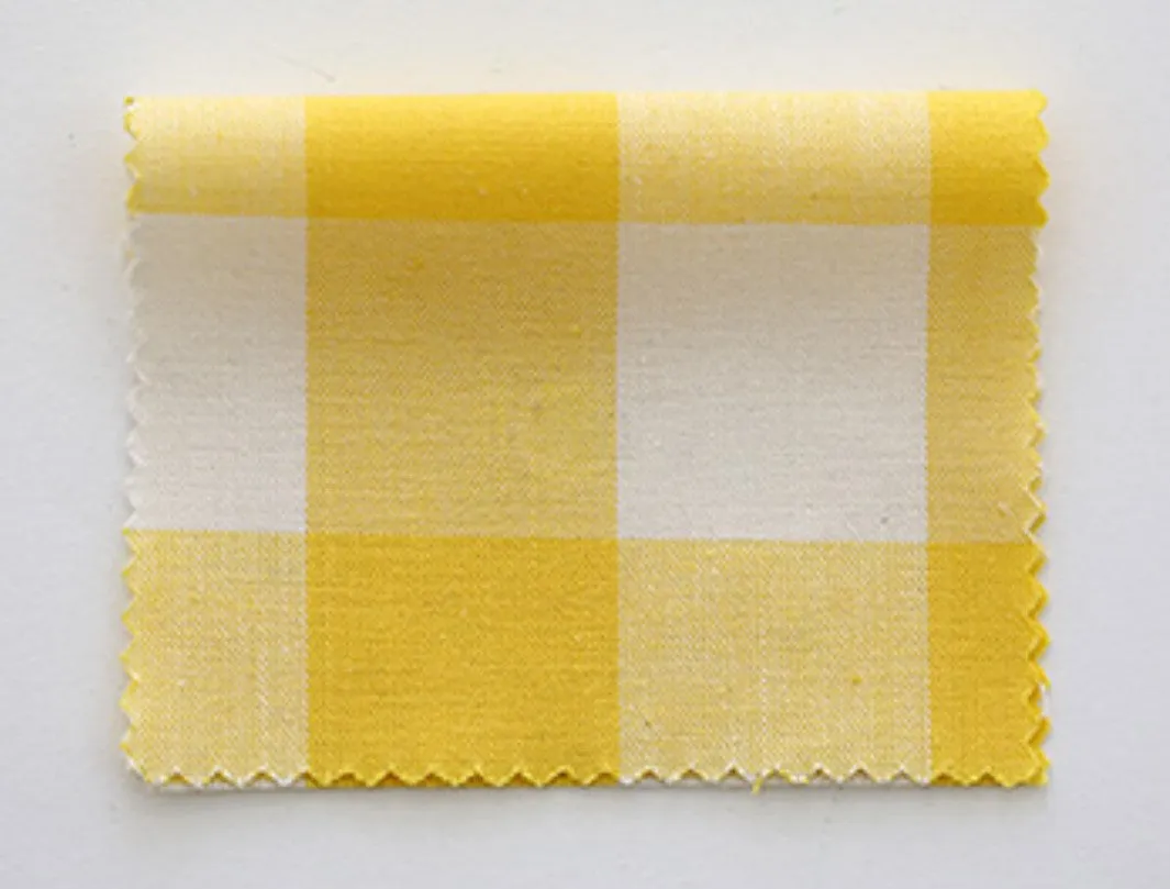 Yellow Cotton Checker Fabric, Yarn Dyed Cotton Fabric, 2 mm, 9 mm, 30 mm Checks or Solid Yellow, Quality Korean Fabric - By the Yard /78574