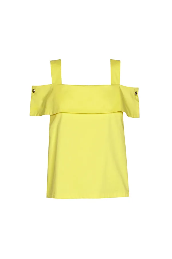 YELLOW OFF-SHOULDER SHORT COTTON TOP