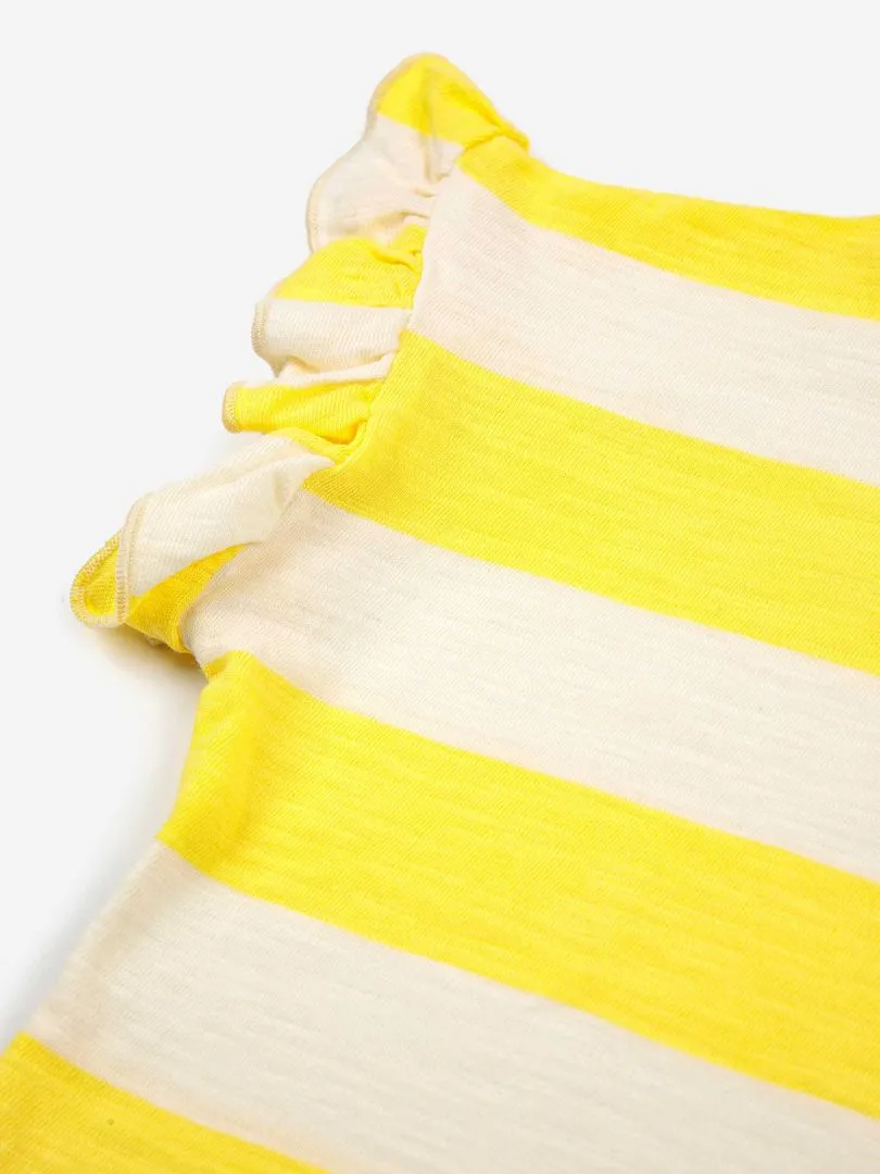 Yellow Stripes ruffle T-shirt