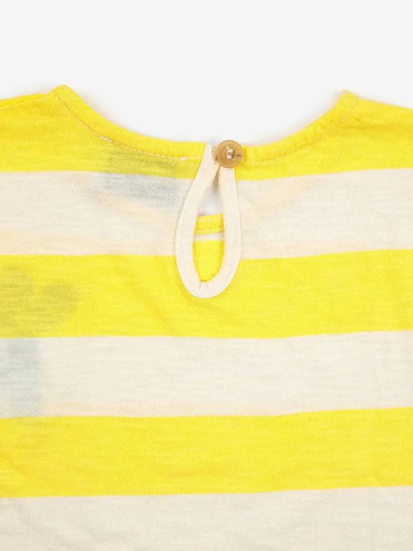Yellow Stripes ruffle T-shirt