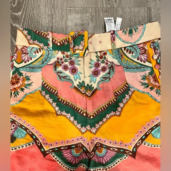 Zara High Rise Linen Print Shorts