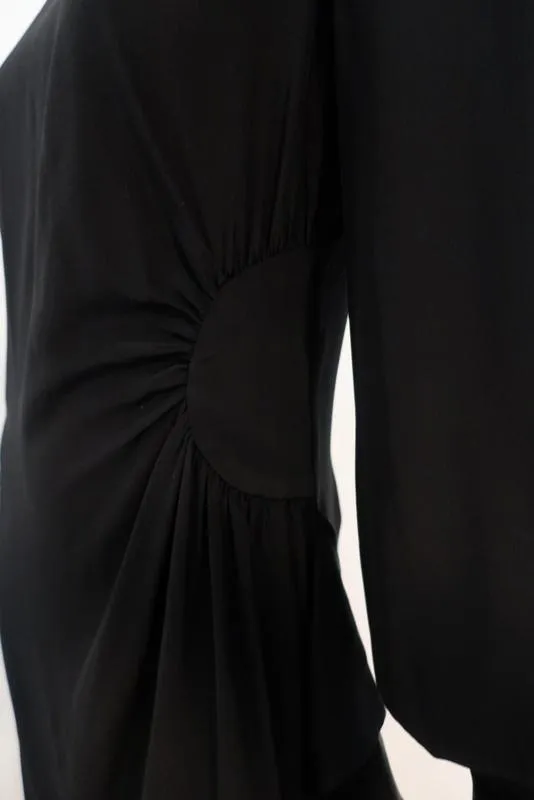 Zimmermann Dress Black Silk Size 1 Long Sleeve Ruffled-Side