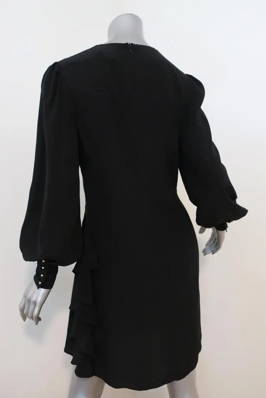 Zimmermann Dress Black Silk Size 1 Long Sleeve Ruffled-Side