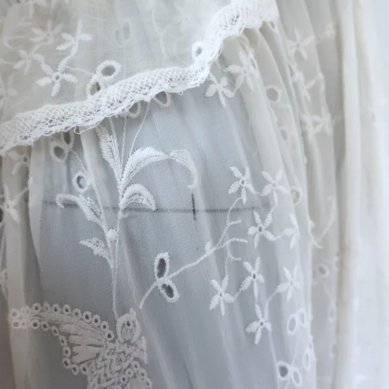 Zimmermann Embroidered Midi Dress Lovelorn Cream Ruffled Silk Size 3