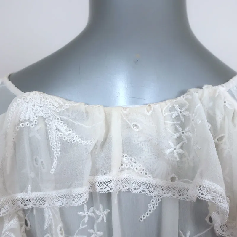 Zimmermann Embroidered Midi Dress Lovelorn Cream Ruffled Silk Size 3