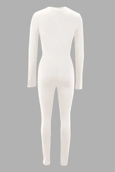 Zip Up Long Sleeve Jumpsuit