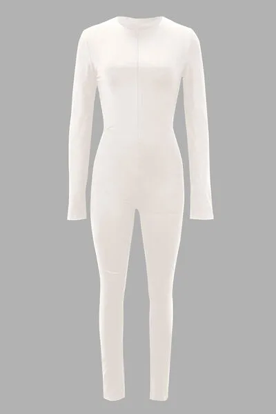 Zip Up Long Sleeve Jumpsuit