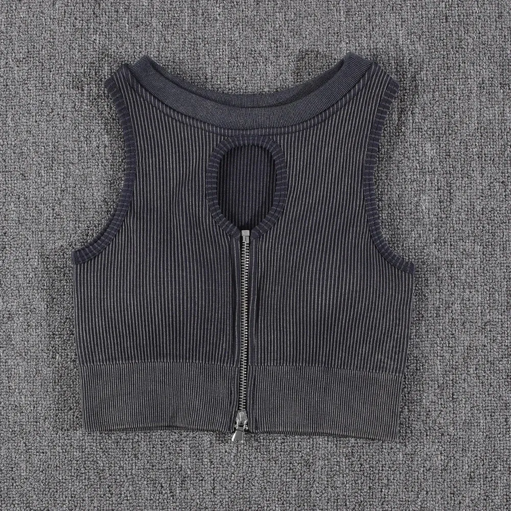 Zipper Yoga Sets for Women - Seamless Sports Suits