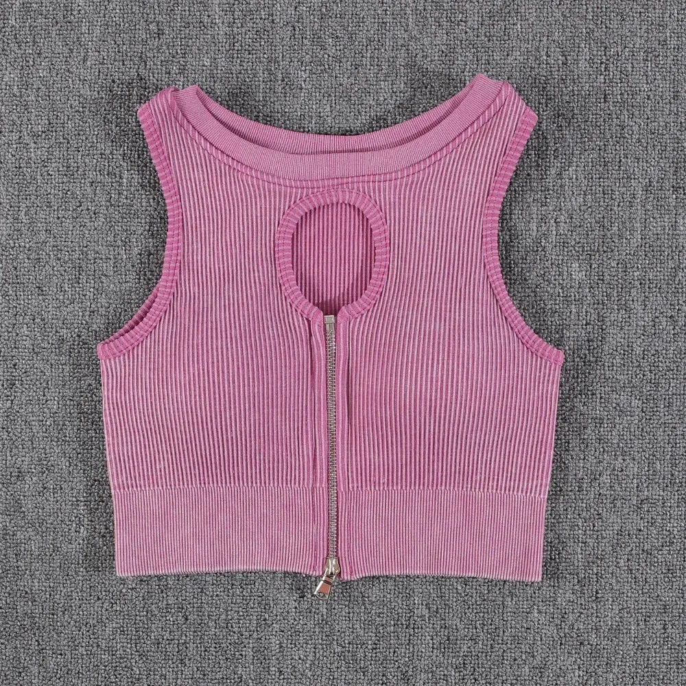Zipper Yoga Sets for Women - Seamless Sports Suits