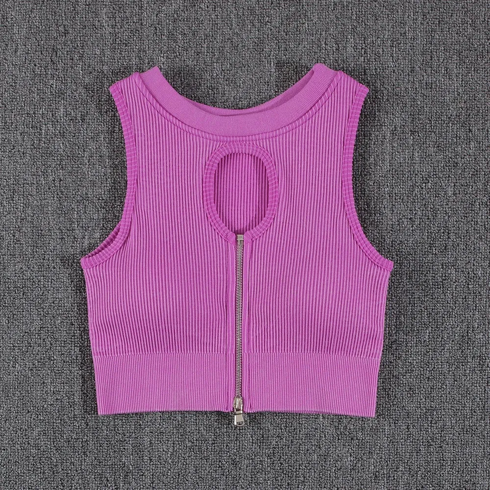 Zipper Yoga Sets for Women - Seamless Sports Suits